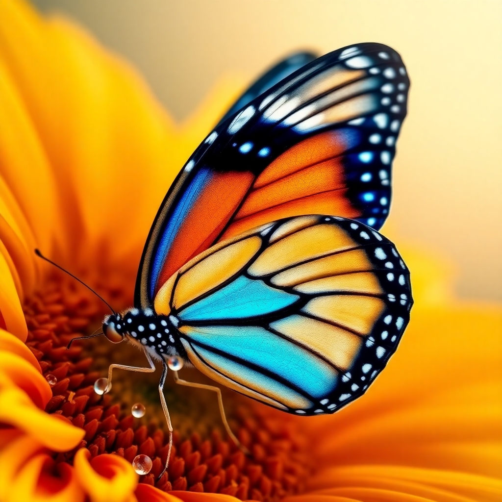 Close-Up of a Butterfly on a Flower – free AI stock image