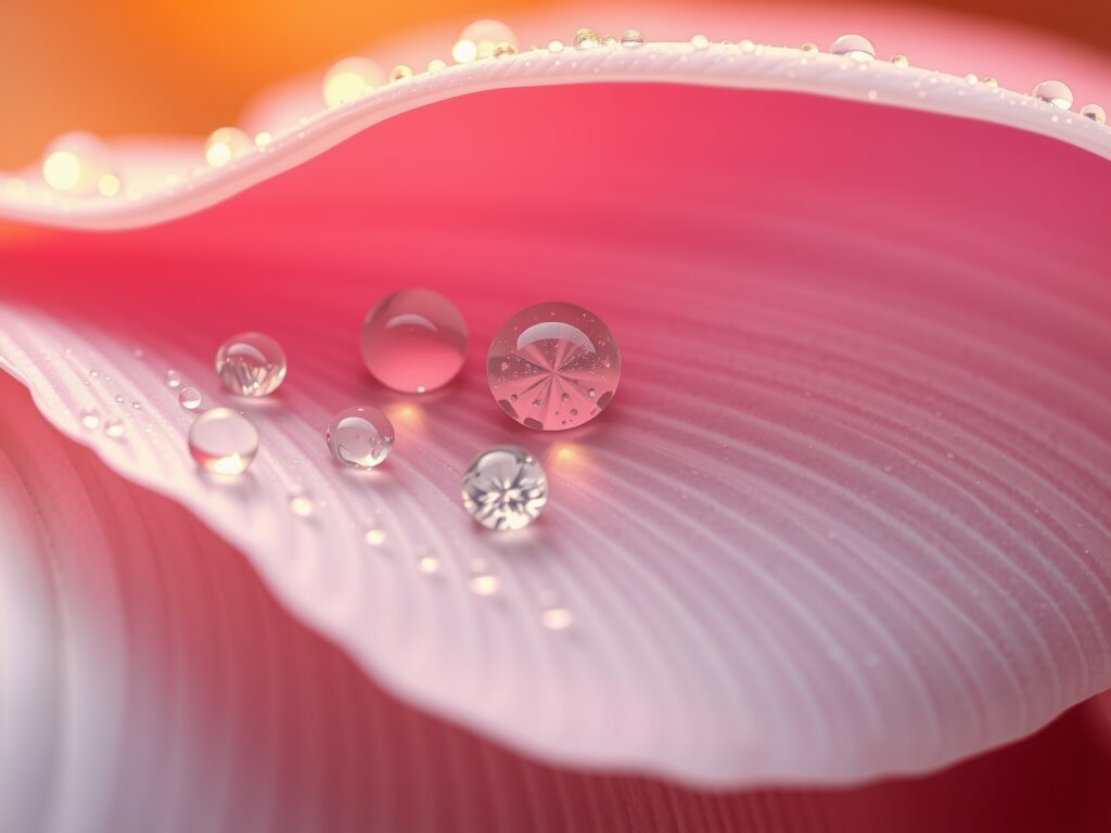 Close-Up of a Dewy Flower Petal – free AI stock image