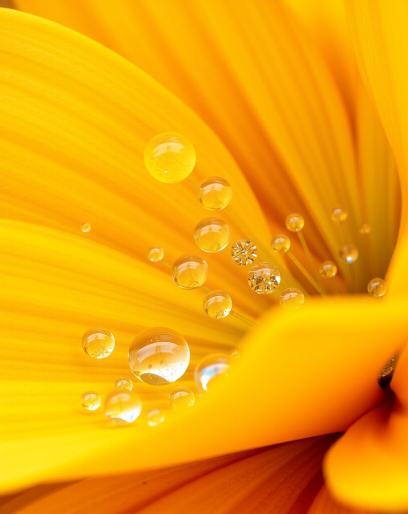 Close-Up of Dew-Drenched Flower Petals – free AI stock image