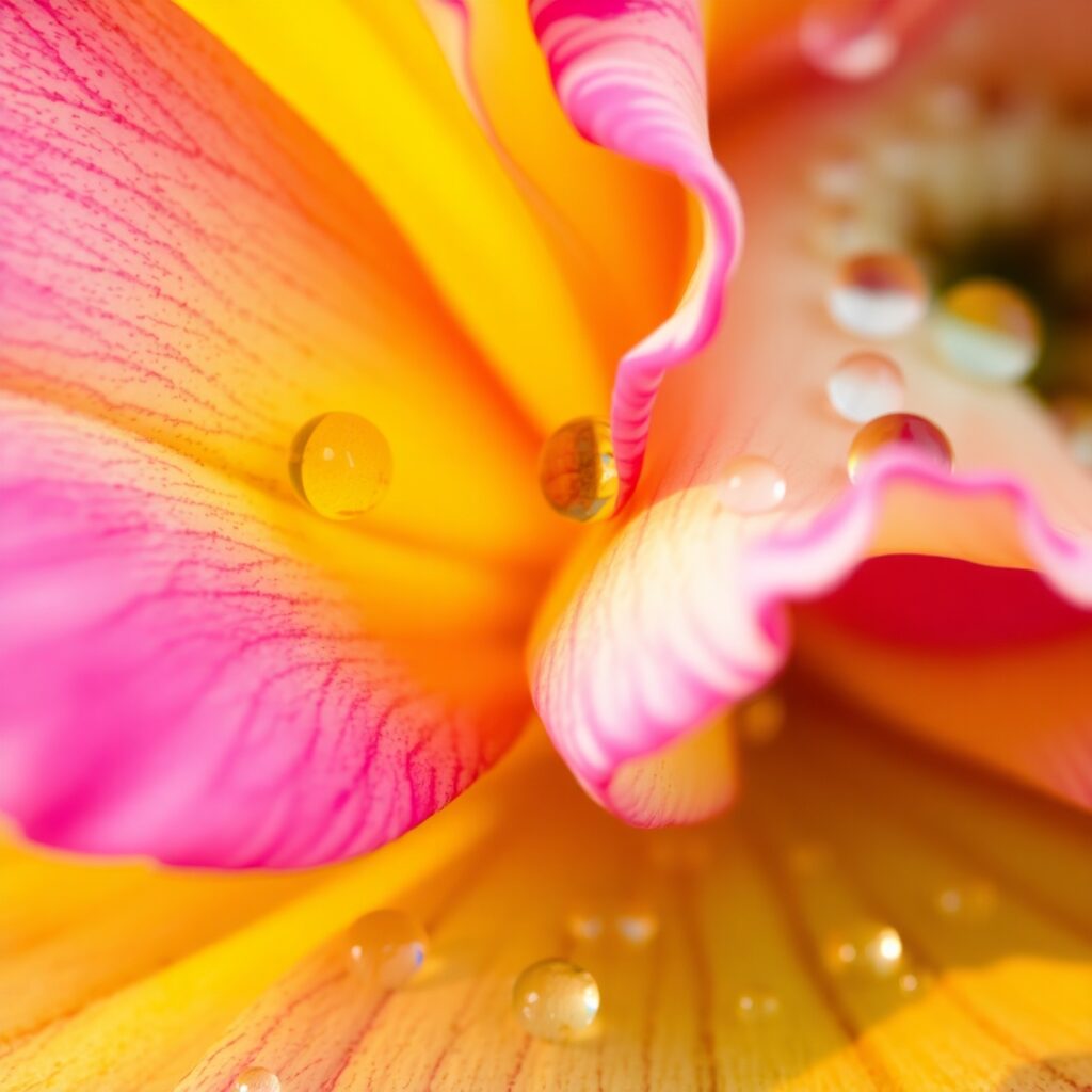 Close-Up of Dew-Drenched Flower Petals – free AI stock image