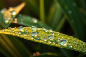 Close-Up of Dew Drops on a Leaf – free AI stock image