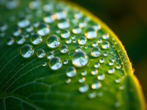 Close-Up of Dew Drops on a Leaf – free AI stock image