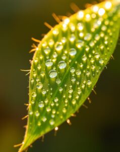 Close-Up of Dew Drops on Leaf – free AI stock image