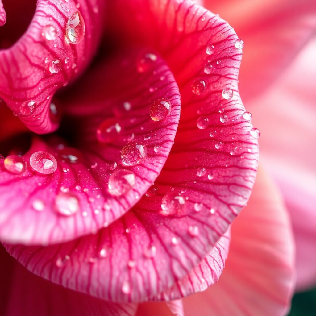 Close-up of Dew-Kissed Flower Petals – free AI stock image