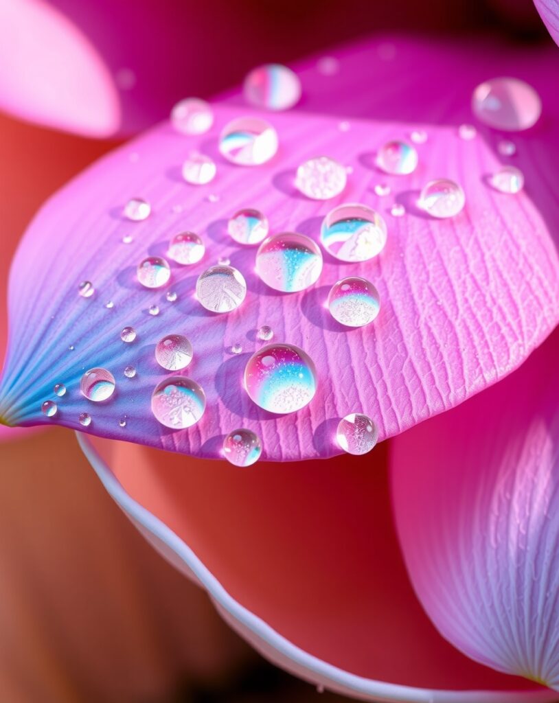 Close-Up of Dew-Kissed Flower Petals – free AI stock image