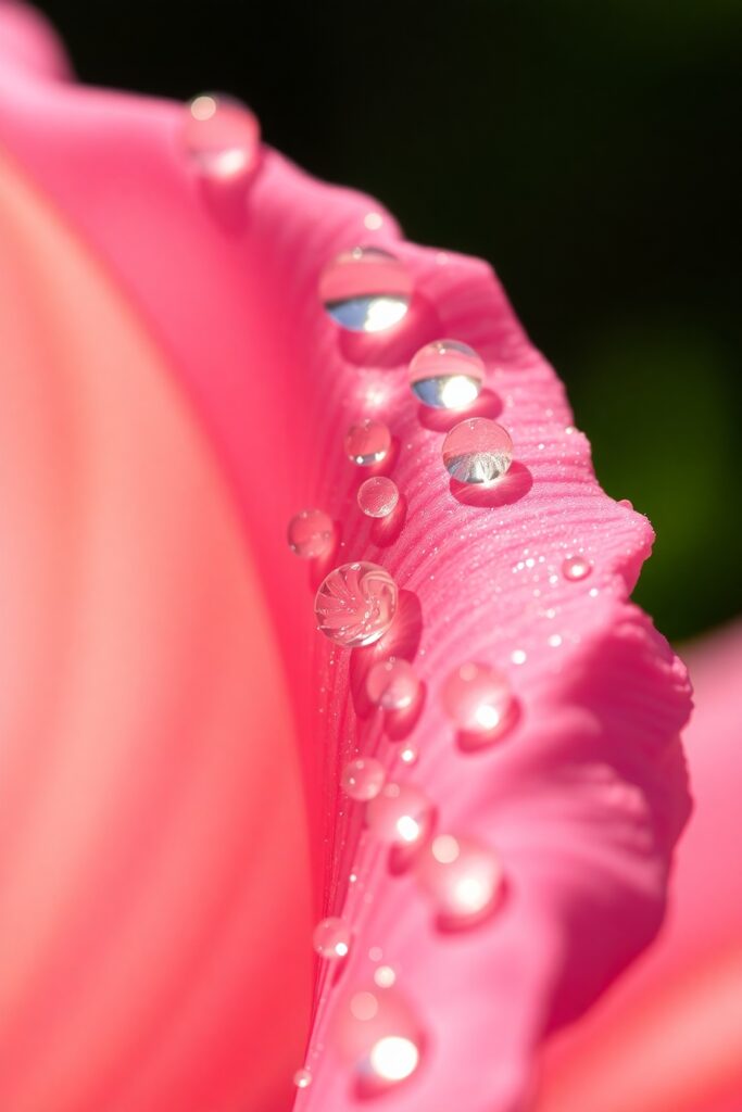 Close-Up of Dew on a Flower Petal – free AI stock image