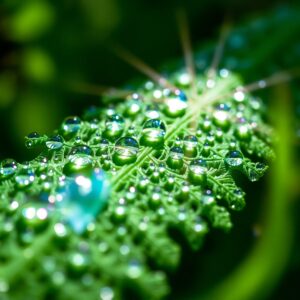 Close-up of Dew on a Leaf – free AI stock image