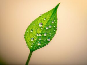 Close-Up of Dew on a Leaf – free AI stock image