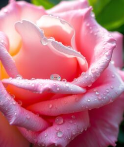 Close-up of Dewy Flower Petals – free AI stock image