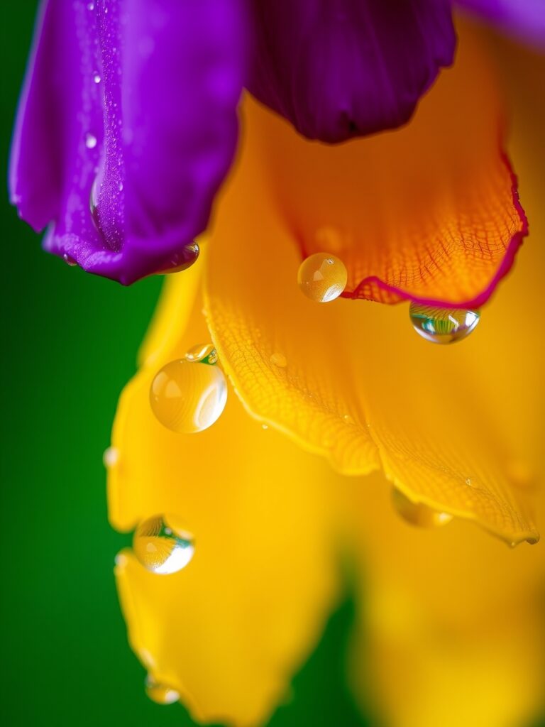 Close-Up of Dewy Flower Petals – free AI stock image