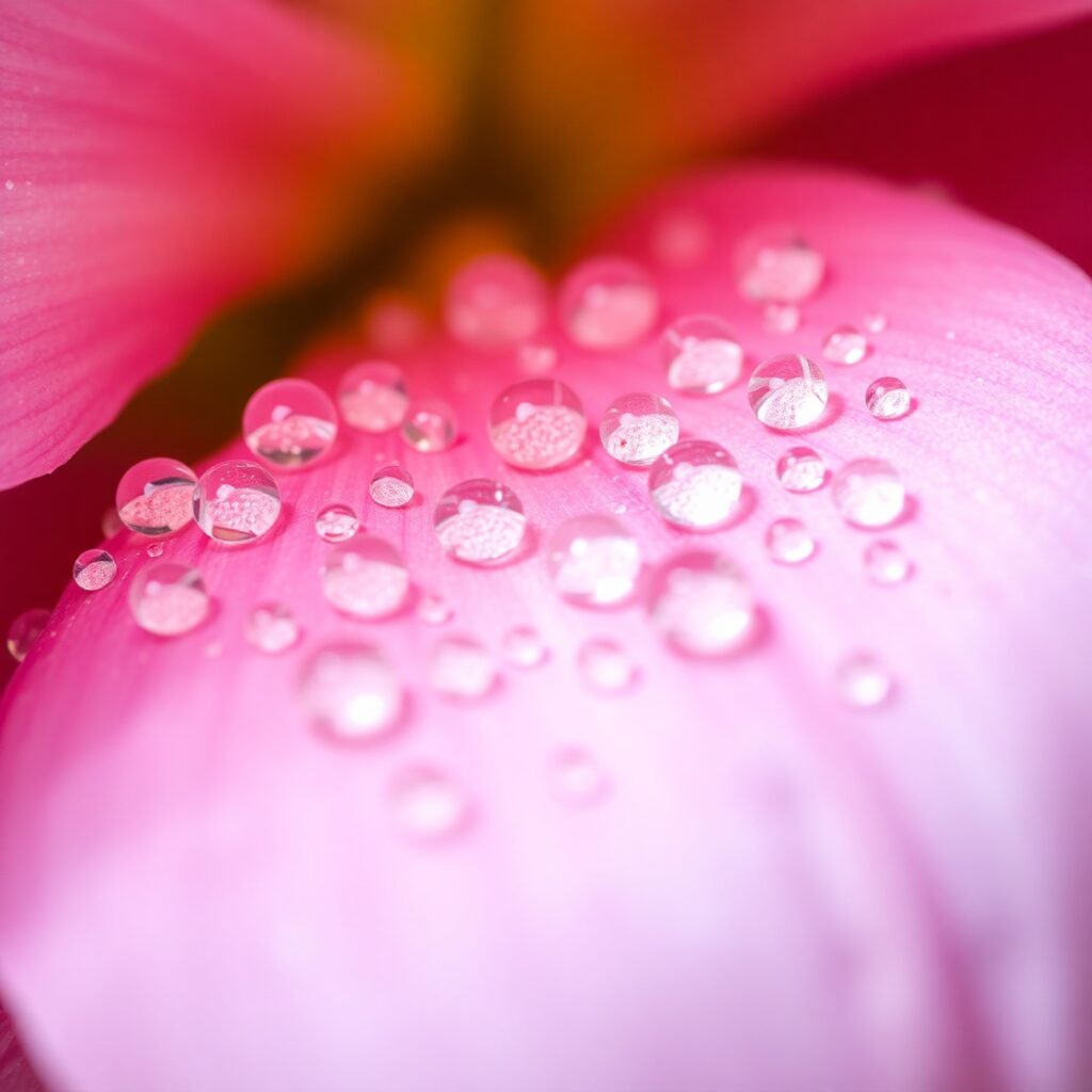 Close-Up of Dewy Flower Petals – free AI stock image