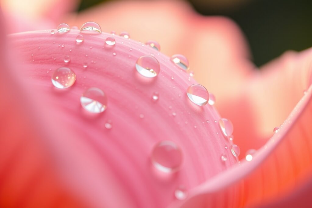 Close-Up of Dewy Flower Petals at Dawn – free AI stock image