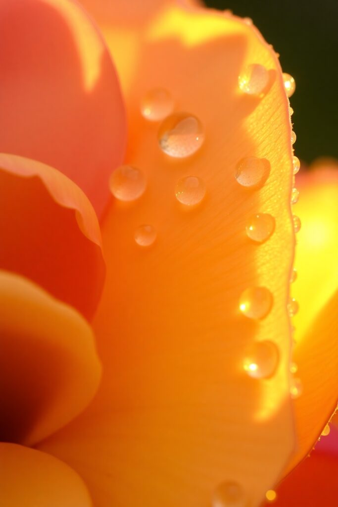 Close-Up of Dewy Flower Petals at Dawn – free AI stock image