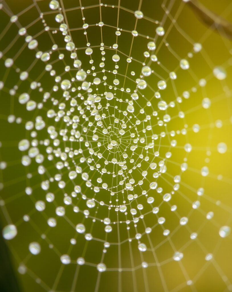 Close-Up of Dewy Spider Web – free AI stock image