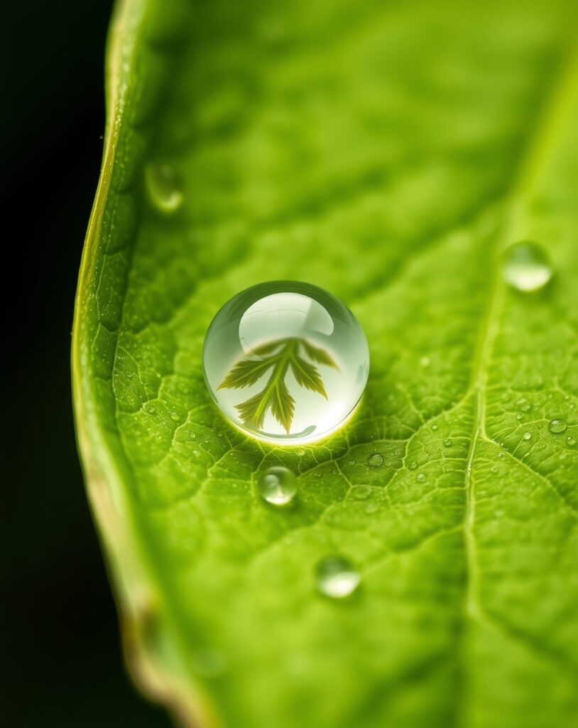 Close-Up of Raindrop on Leaf – free AI stock image