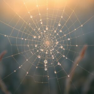 Close-up View of a Dewy Spider Web – free AI stock image