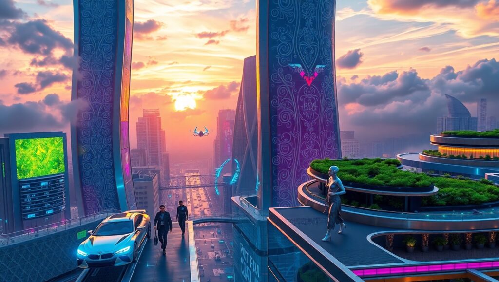 Cloud City: Neon Dreams – free AI stock image