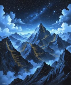 Code Mountains Under a Starry – free AI stock image