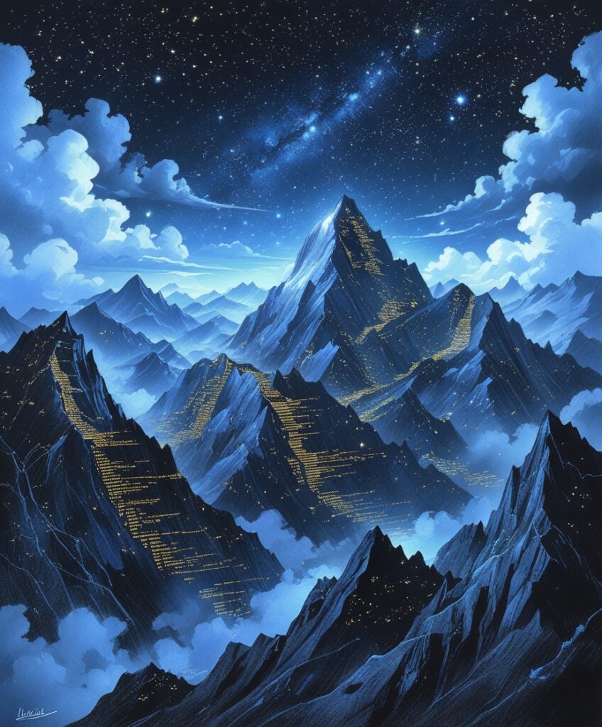 Code Mountains Under a Starry – free AI stock image