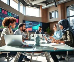 Collaborative Business Meeting in Modern Office – free AI stock image