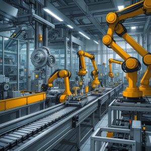 Collaborative Machinery in an Industrial Setting – free AI stock image