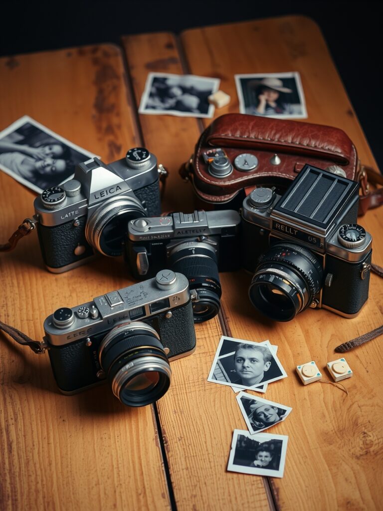 A Collection of Vintage Cameras Displayed – free AI stock image