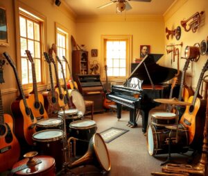 A Collection of Vintage Musical Instruments – free AI stock image