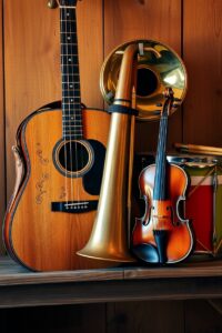 A Collection of Vintage Musical Instruments – free AI stock image