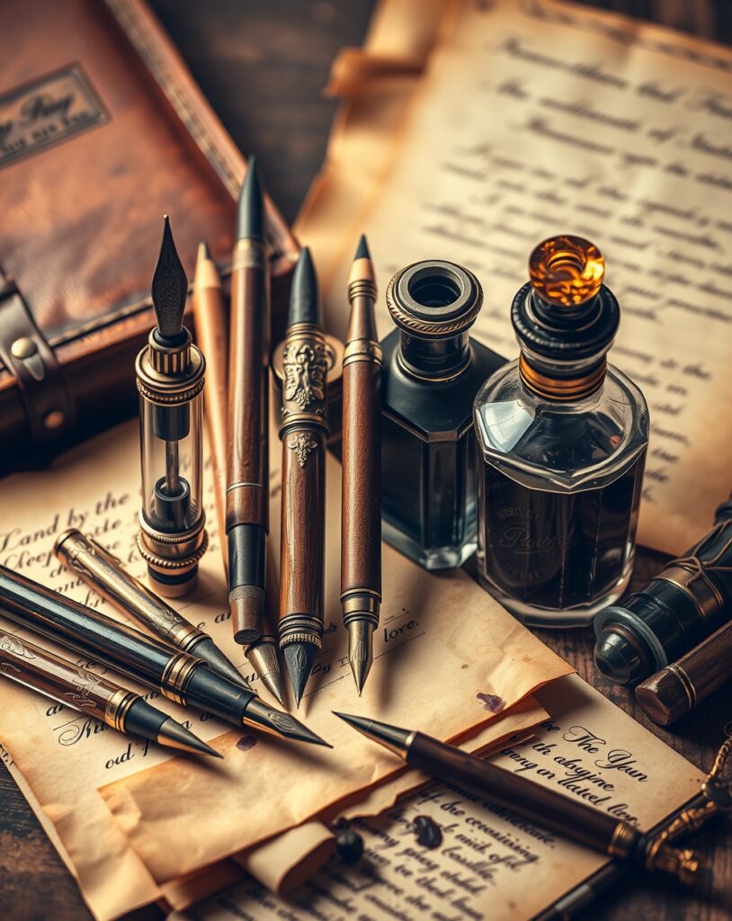 Collection of Vintage Writing Instruments – free AI stock image