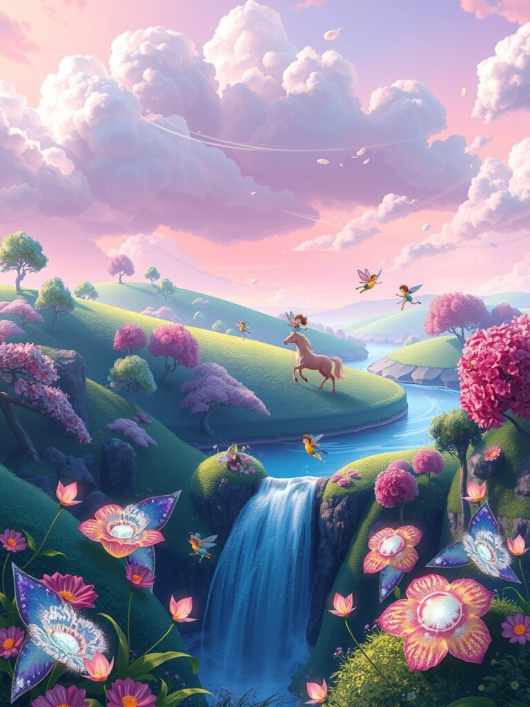 Colorful Animated Fantasy Landscape – free AI stock image