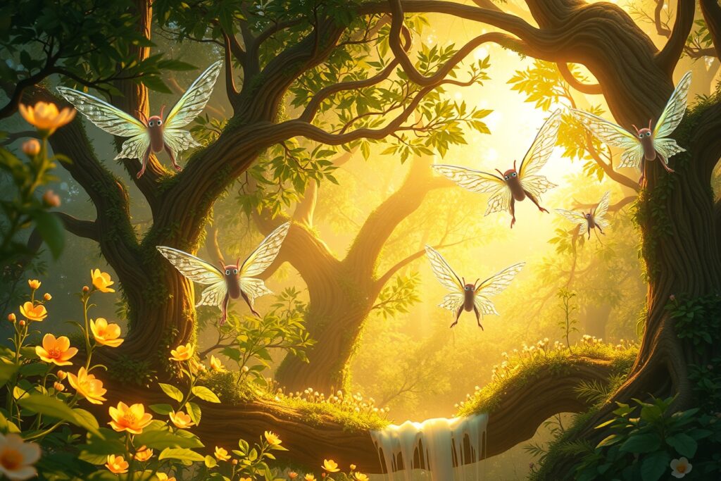 Colorful Animated Forest Adventure – free AI stock image