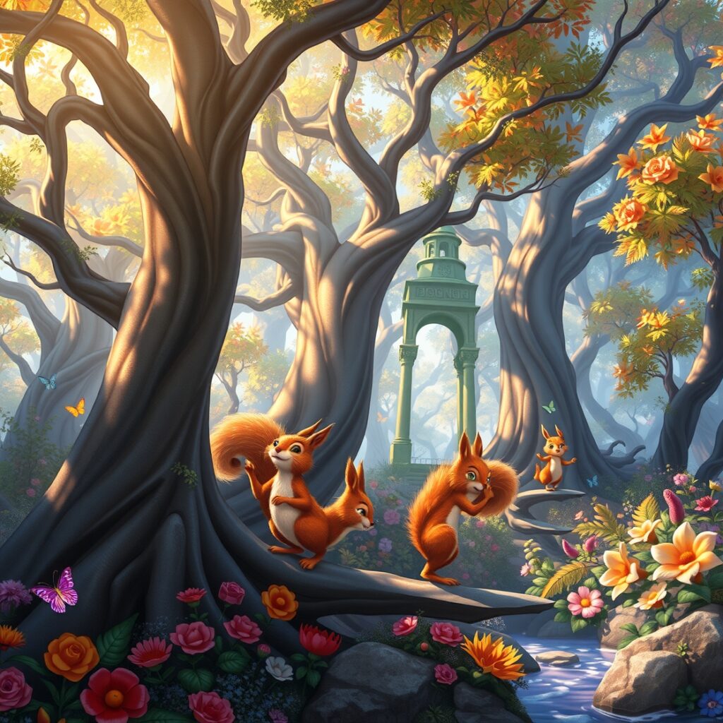 Colorful Animated Forest Adventure – free AI stock image