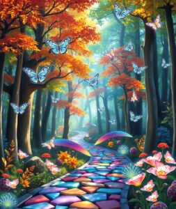 Colorful Animated Forest Adventure – free AI stock image