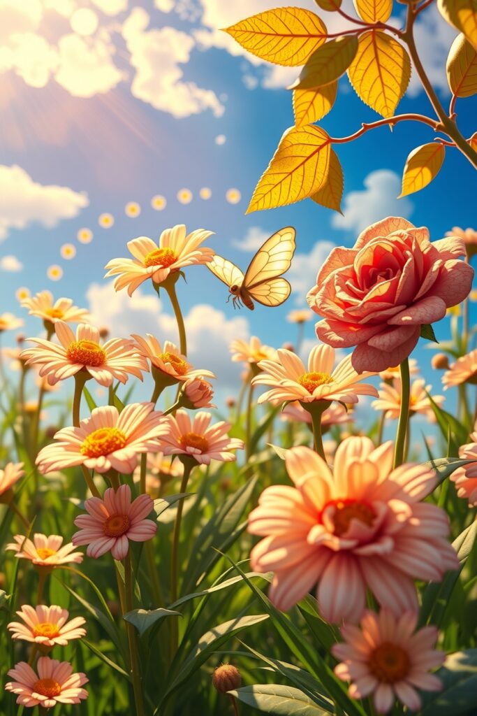 A Colorful Animated Garden of Flowers – free AI stock image