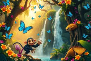 Colorful Animated Jungle Adventure – free AI stock image