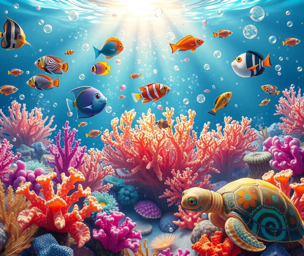 Colorful Animated Underwater Scene – free AI stock image