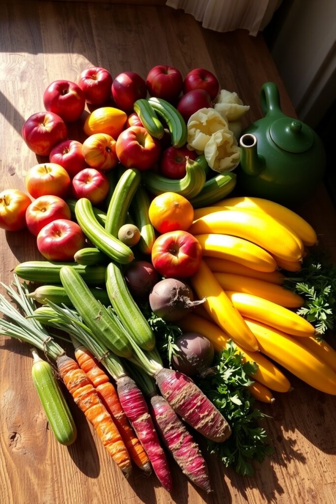 A Colorful Array of Fresh Fruits and Vegetables – free AI stock image