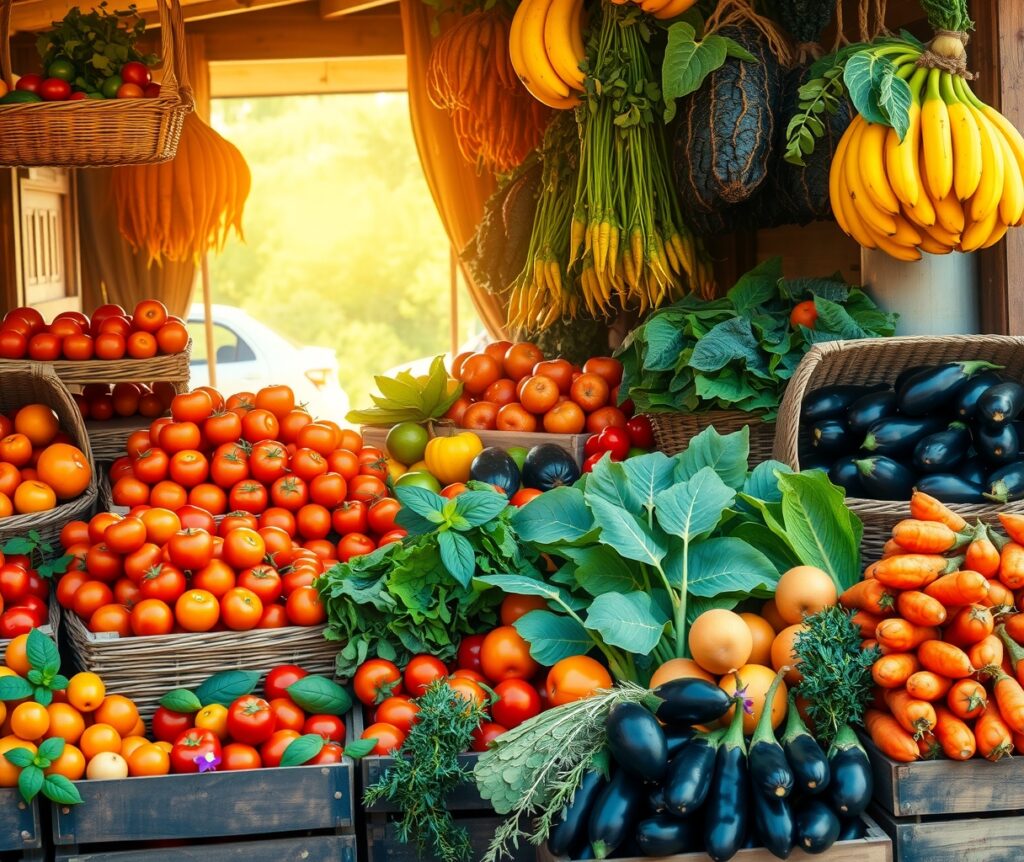 A Colorful Array of Fresh Fruits and Vegetables – free AI stock image