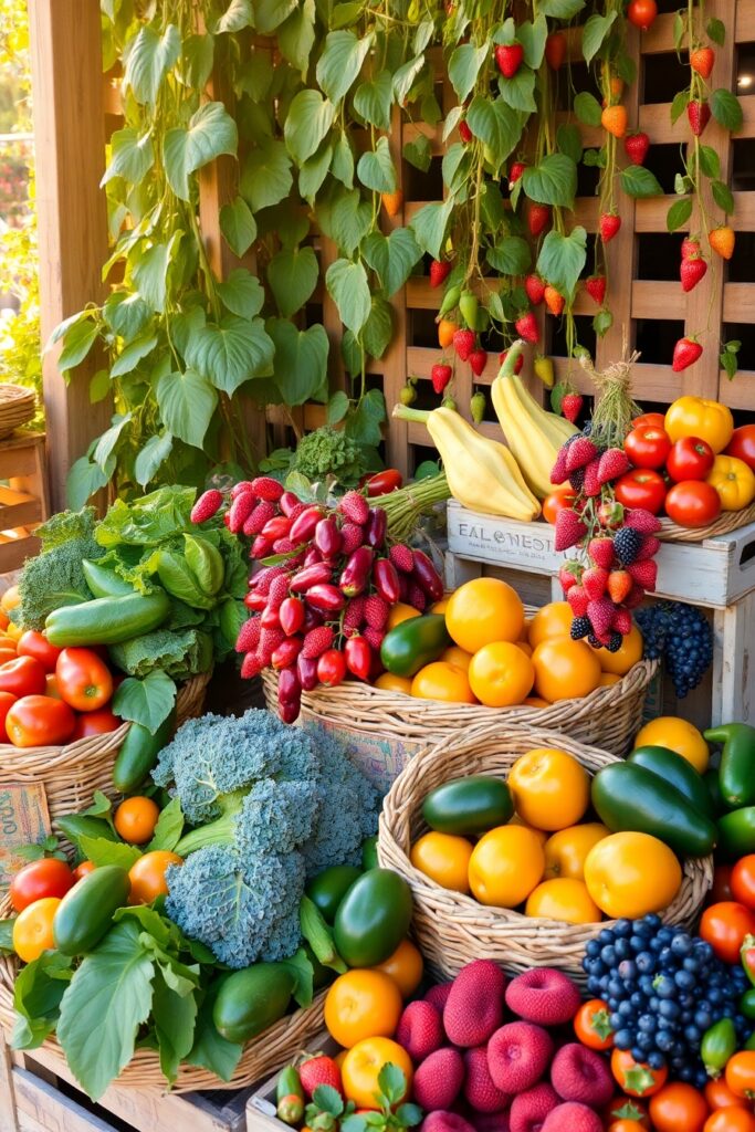 Colorful Array of Fresh Fruits and Vegetables – free AI stock image