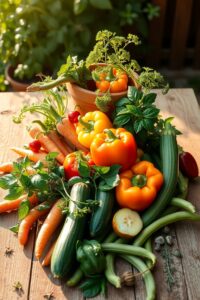 Colorful Array of Fresh Vegetables and Herbs – free AI stock image