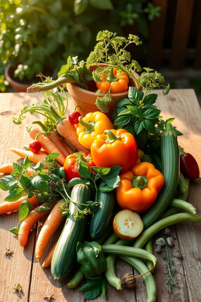 Colorful Array of Fresh Vegetables and Herbs – free AI stock image