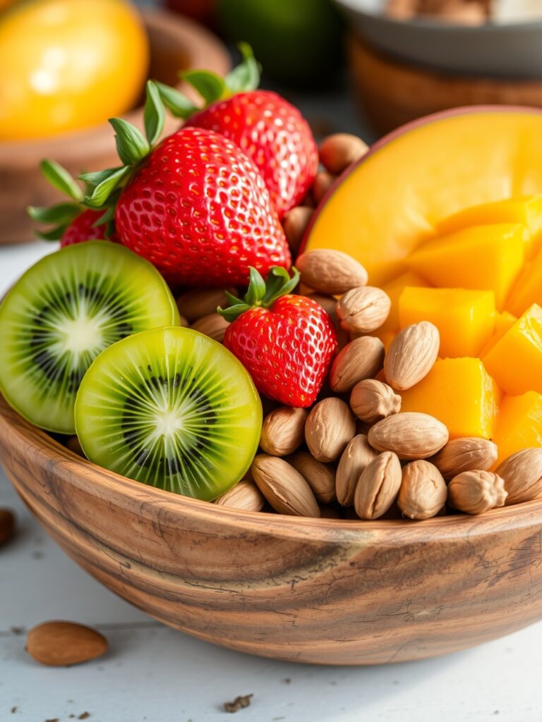 Colorful Assortment of Fresh Fruits and Nuts – free AI stock image