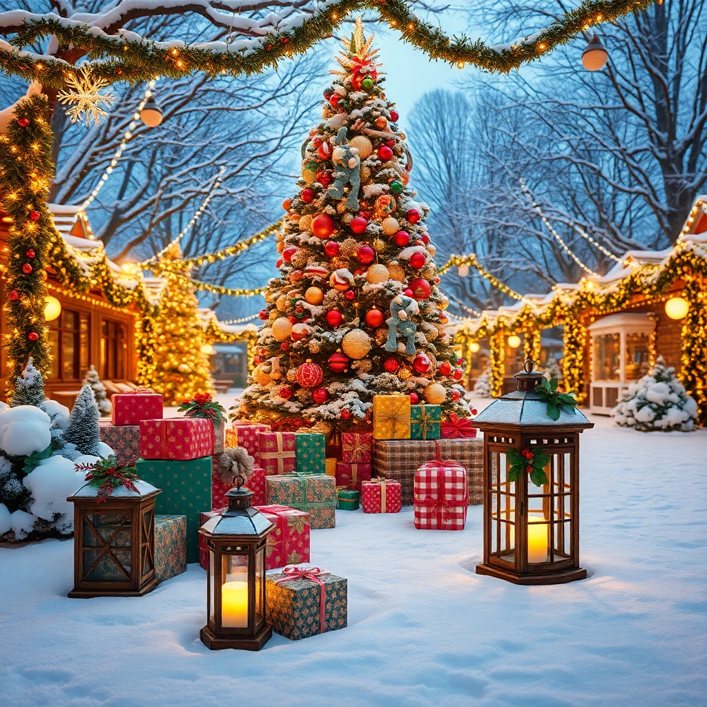 Colorful Celebration of Winter Holidays – free AI stock image
