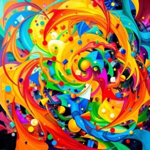 Colorful Chaos of Abstract Shapes and Lines – free AI stock image