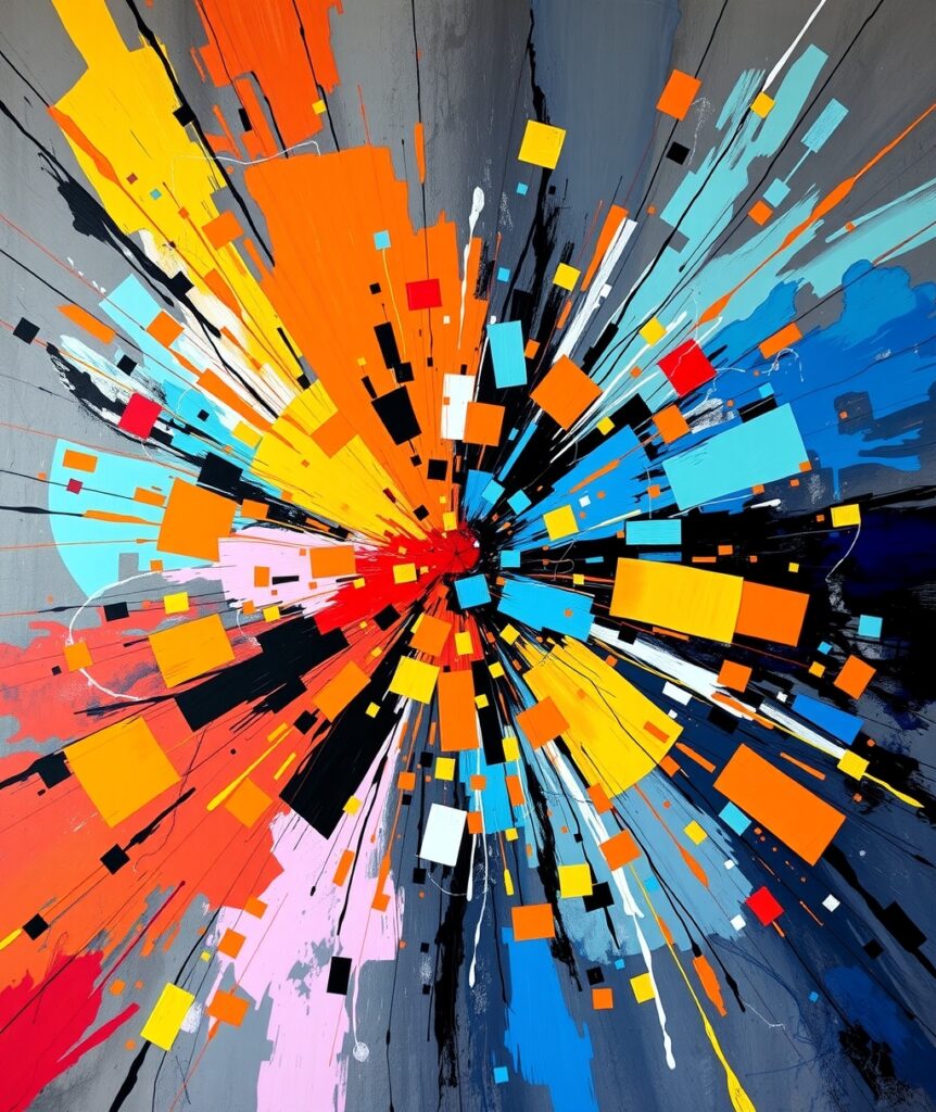 Colorful Chaos of Abstract Shapes and Lines – free AI stock image