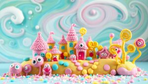 Colorful Clay Village Adventure – free AI stock image