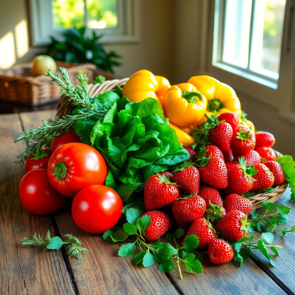 A Colorful Display of Fresh Fruits and Vegetables – free AI stock image
