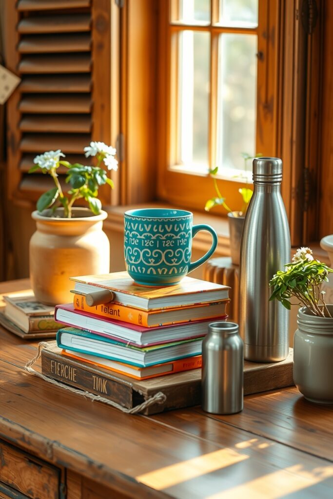 Colorful Everyday Objects on a Table – free AI stock image