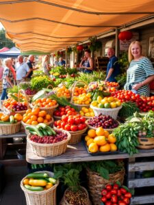 Colorful Farmers Market Fresh Produce Display – free AI stock image
