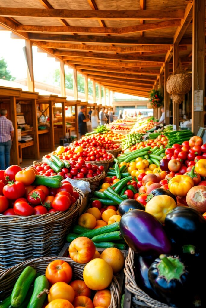 Colorful Farmers Market Fresh Produce Display – free AI stock image